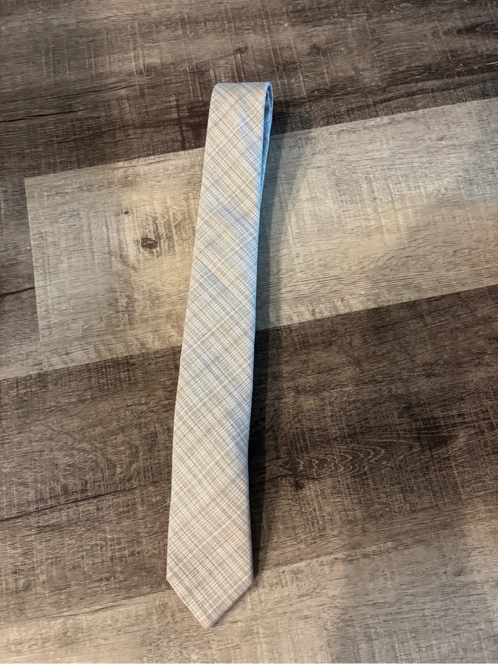 Bar III Light Gray Plaid Tie